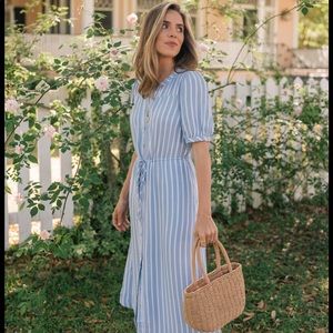 Blue and white dress